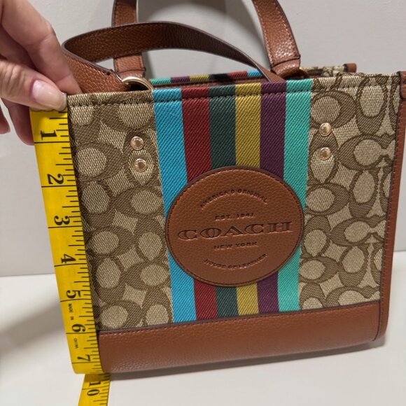 Coach Dempsey Tote Bag 22 In Signature Jacquard With Coach Patch And Stripe - Picture 12 of 16